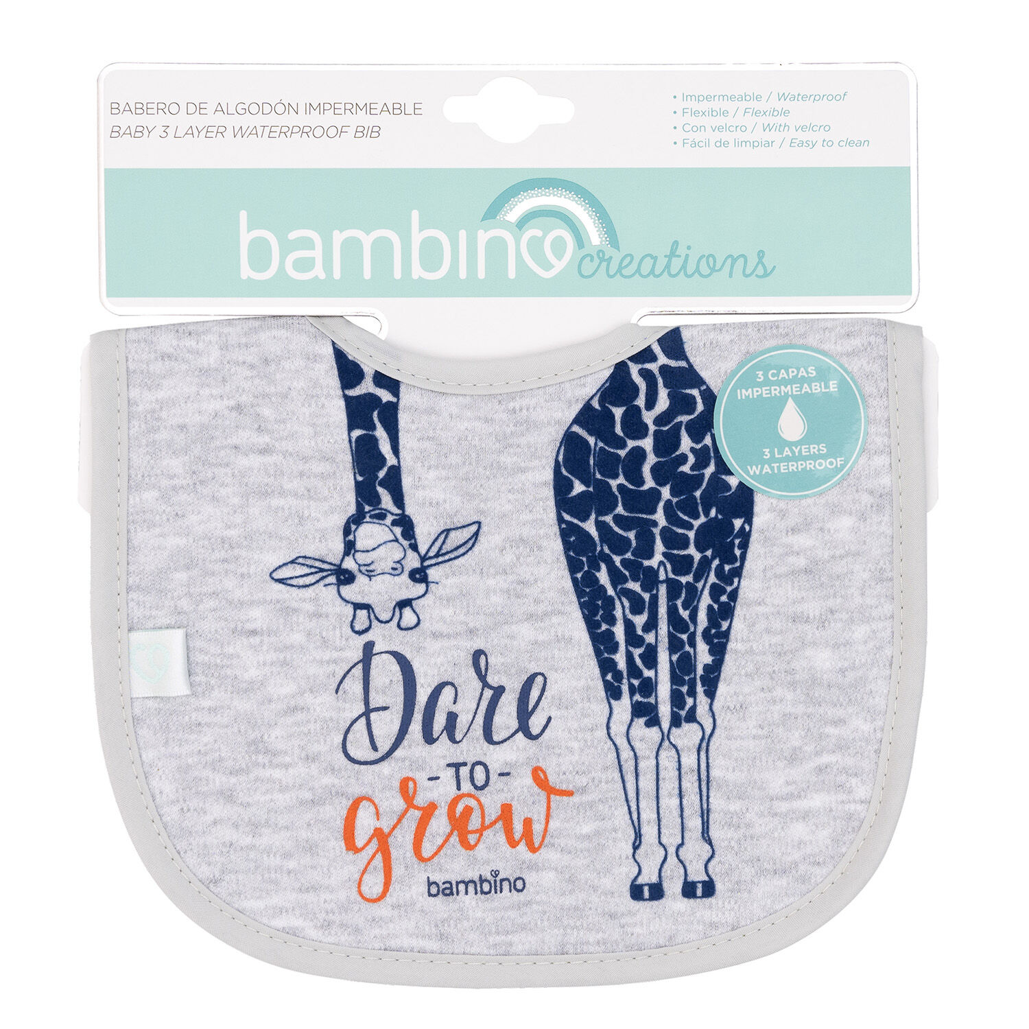 Babero De Algod&oacute;n Impermeable Gris Jirafa Ni&ntilde;o image number 0.0