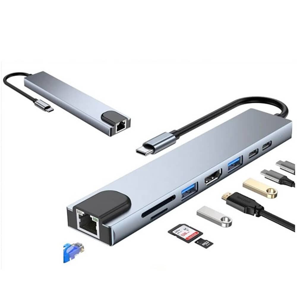 Adaptador Tipo C 8 En 1 Hub Usb 3.0 Hdmi 4k Multipuerto image number 0.0