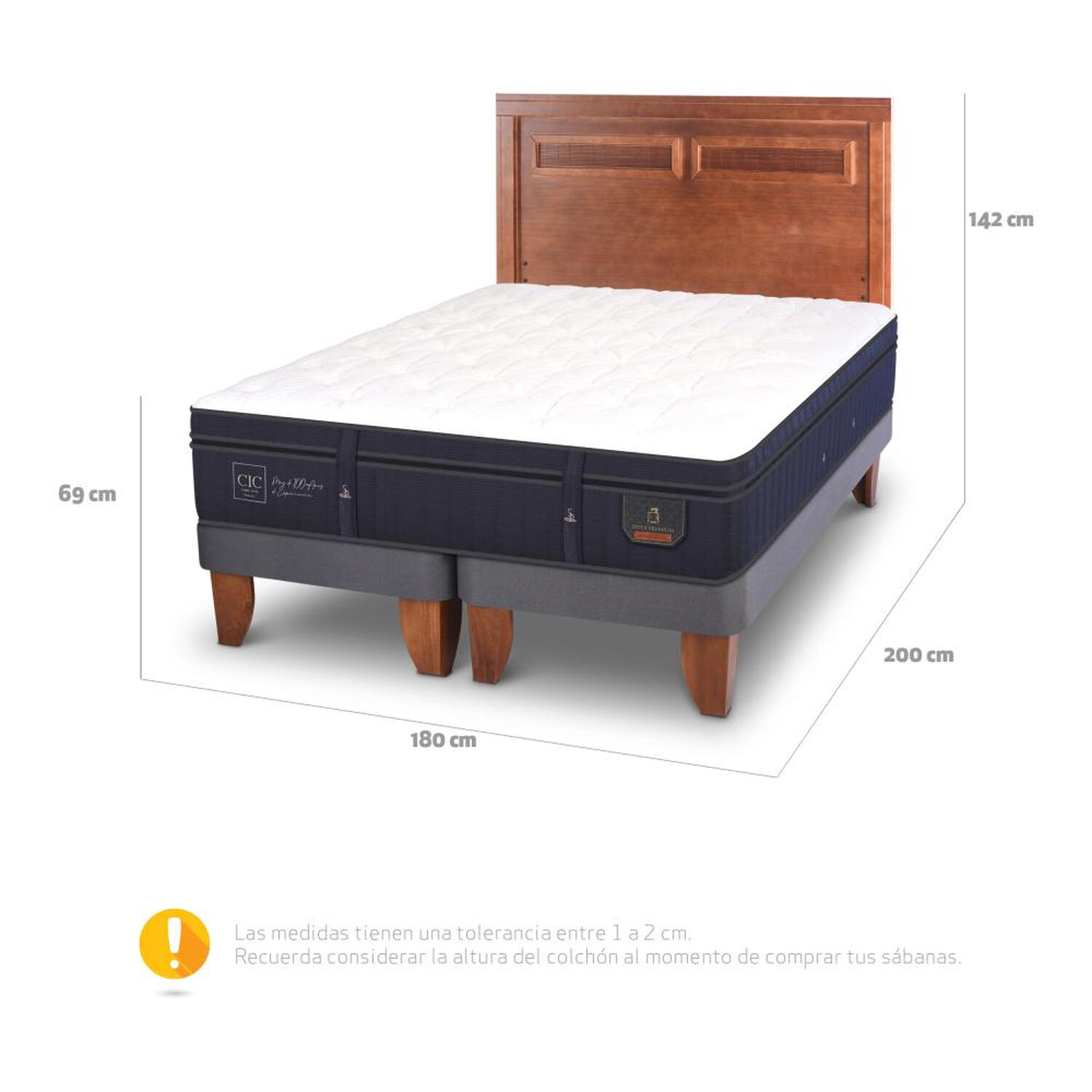 Cama Europea Cic Super Premium / King / Base Dividida + Respaldo image number 4.0