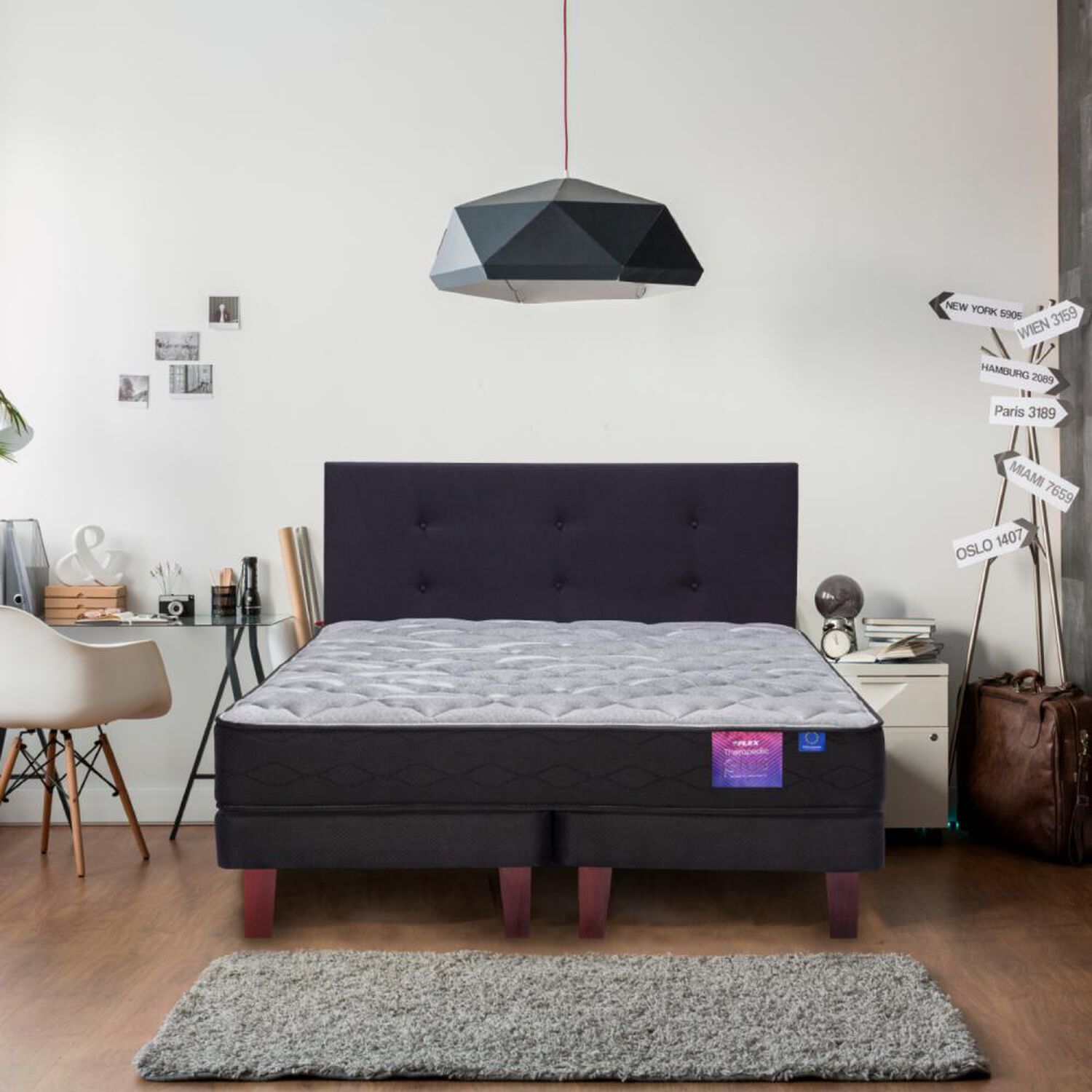 Cama Europea Flex Therapedic Plus / 2 Plazas / Base Dividida + Respaldo image number 5.0