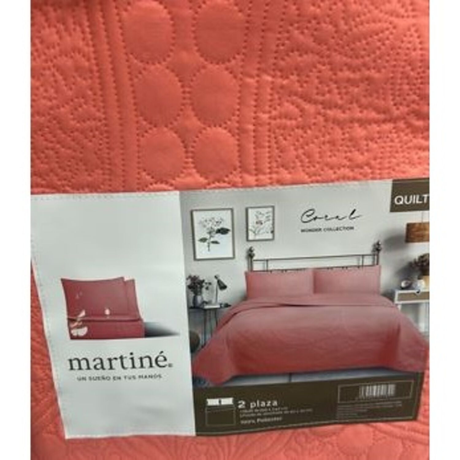 Cubrecama Quilt Reversible 2 Plazas Coral - Wonder Collection Martin&eacute; image number 0.0