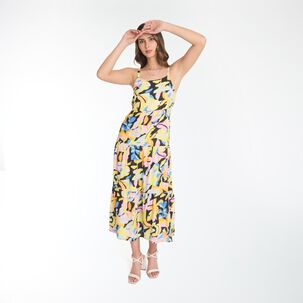 Vestido B&aacute;sico Largo Sin Mangas Cuello V Mujer Kimera