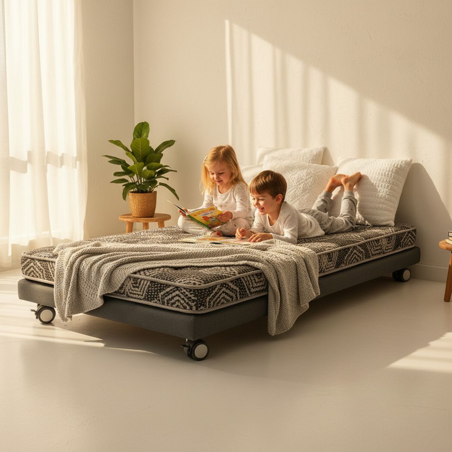 Cama 1.5 Plaza Box 8 Cm L190 Cm + Colchon Modelo Ideal - Rueda} Logo (gris) image number 0.0