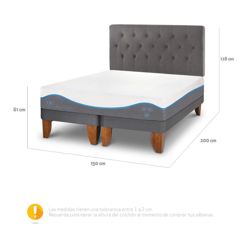 Cama Europea Cic Alaska / 2 Plazas / Base Normal + Respaldo image number 2.0