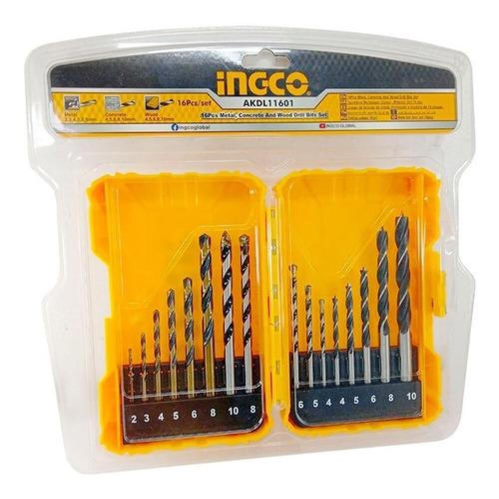 Set De Brocas 16pcs Metal/concreto/madera Ingco Profesional image number 2.0