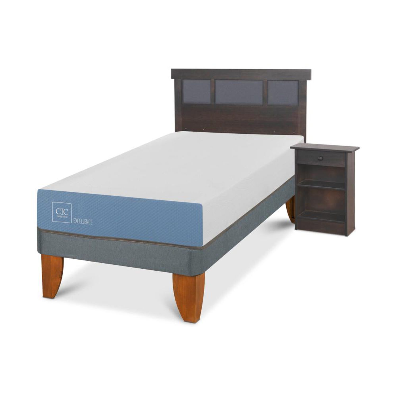 Cama Europea Cic Excellence / 1 Plaza / Base Normal + Set De Maderas image number 1.0