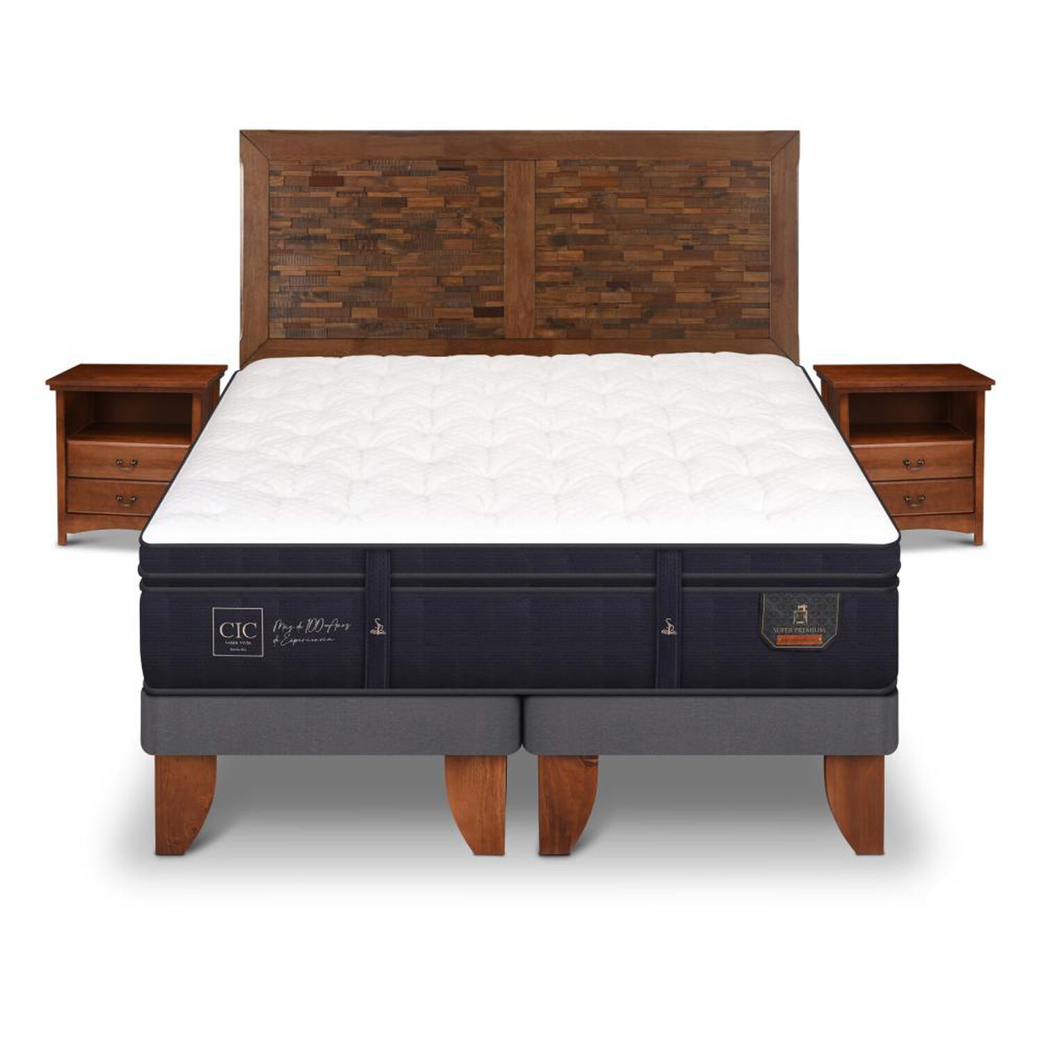 Cama Europea Cic Super Premium / King / Base Dividida + Set De Maderas image number 0.0