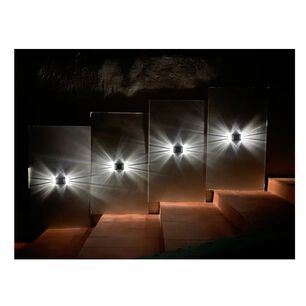 Pack 2 Apliques Solares Led De Pared Exterior Impermeable Jard&iacute;n Negro
