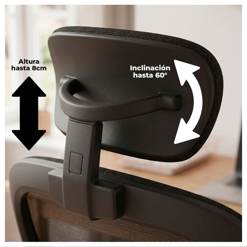 Silla Oficina Ergon&oacute;mica Reclinable Apoyacabeza image number 3.0