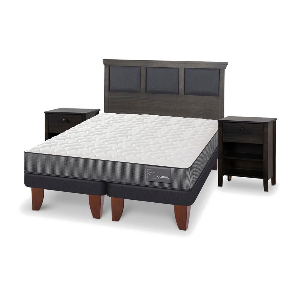 Cama Europea Cic Anatomic / 2 Plazas / Base Dividida + Set De Maderas image number 3.0