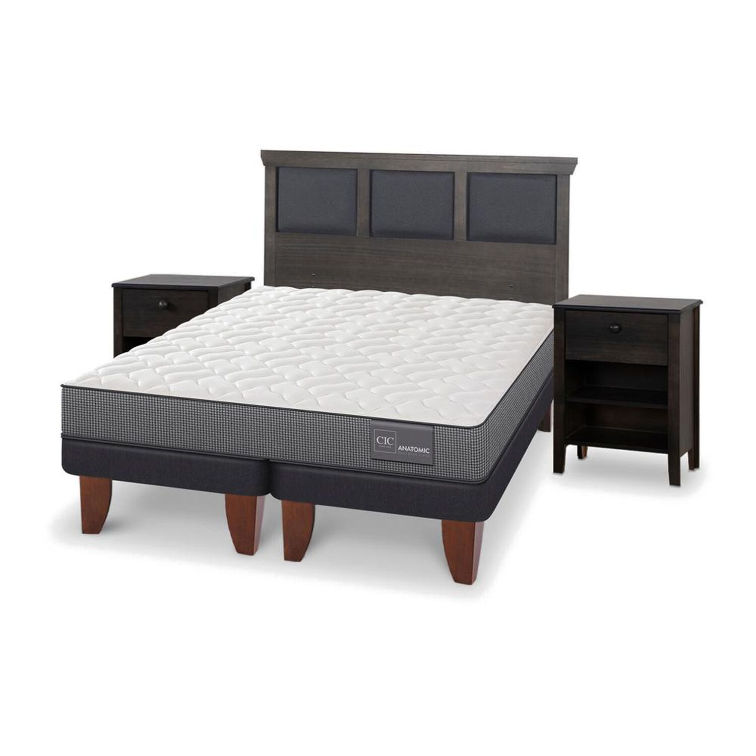 Cama Europea Cic Anatomic / 2 Plazas / Base Dividida + Set De Maderas image number 3.0