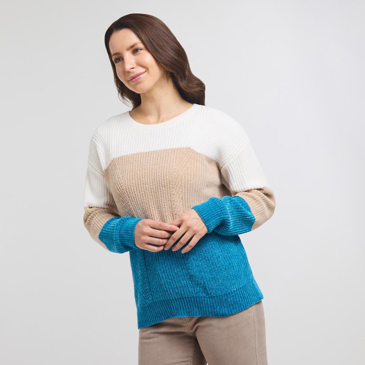 Sweater Chenille Bloques Manga Larga Cuello Alto Mujer Geeps image number 2.0