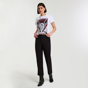 Polera Print Folia Tigre Manga Corta Cuello Redondo Mujer Rolly Go