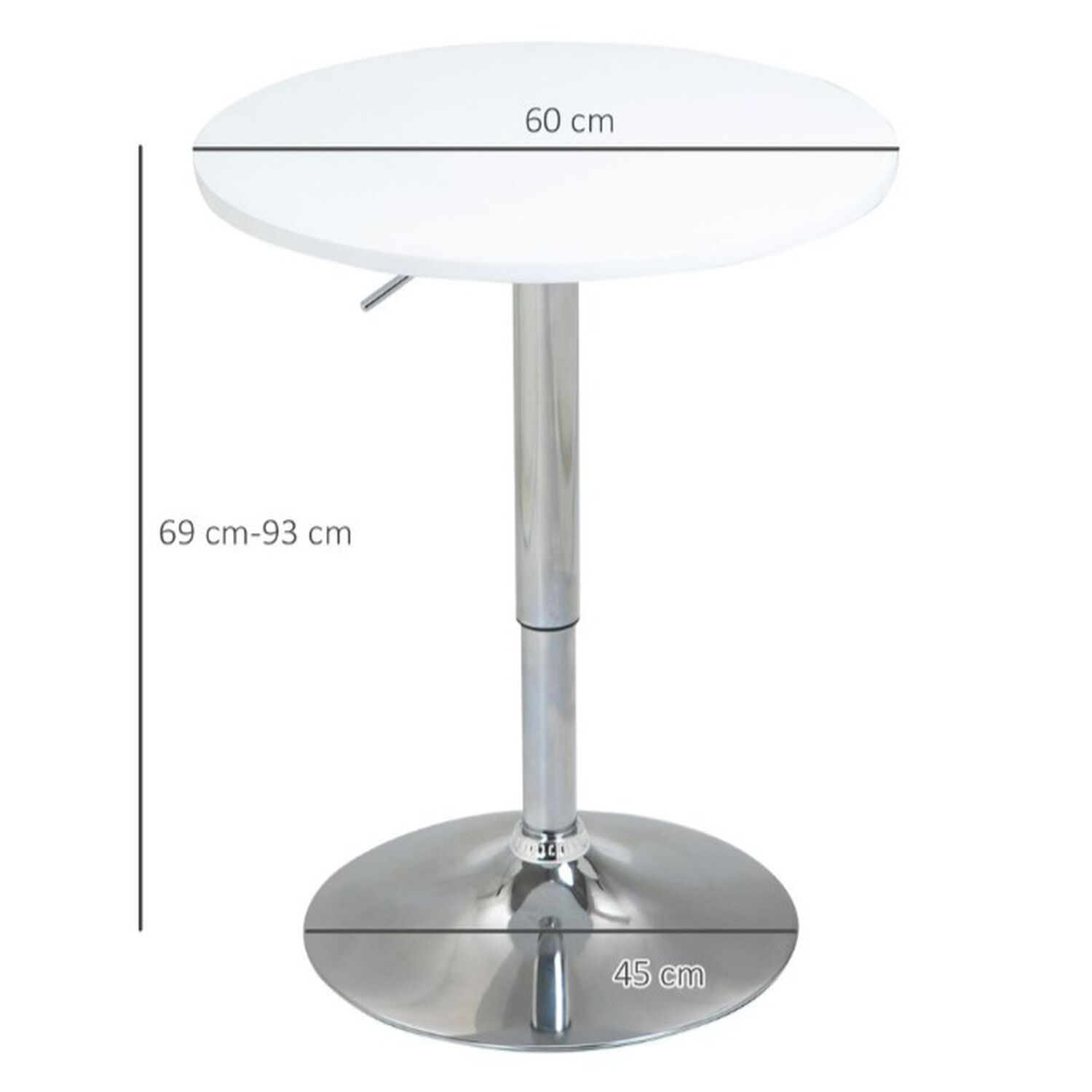 Mesa De Bar Altura Regulable 60 Cm Mdf Color Blanco image number 1.0