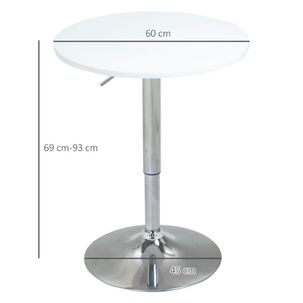 Mesa De Bar Altura Regulable 60 Cm Mdf Color Blanco