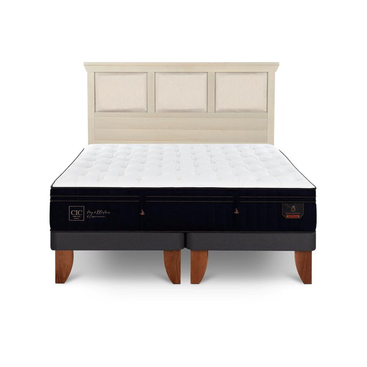 Cama Europea Cic Linea Premium / 2 Plazas / Base Dividida + Respaldo image number 0.0