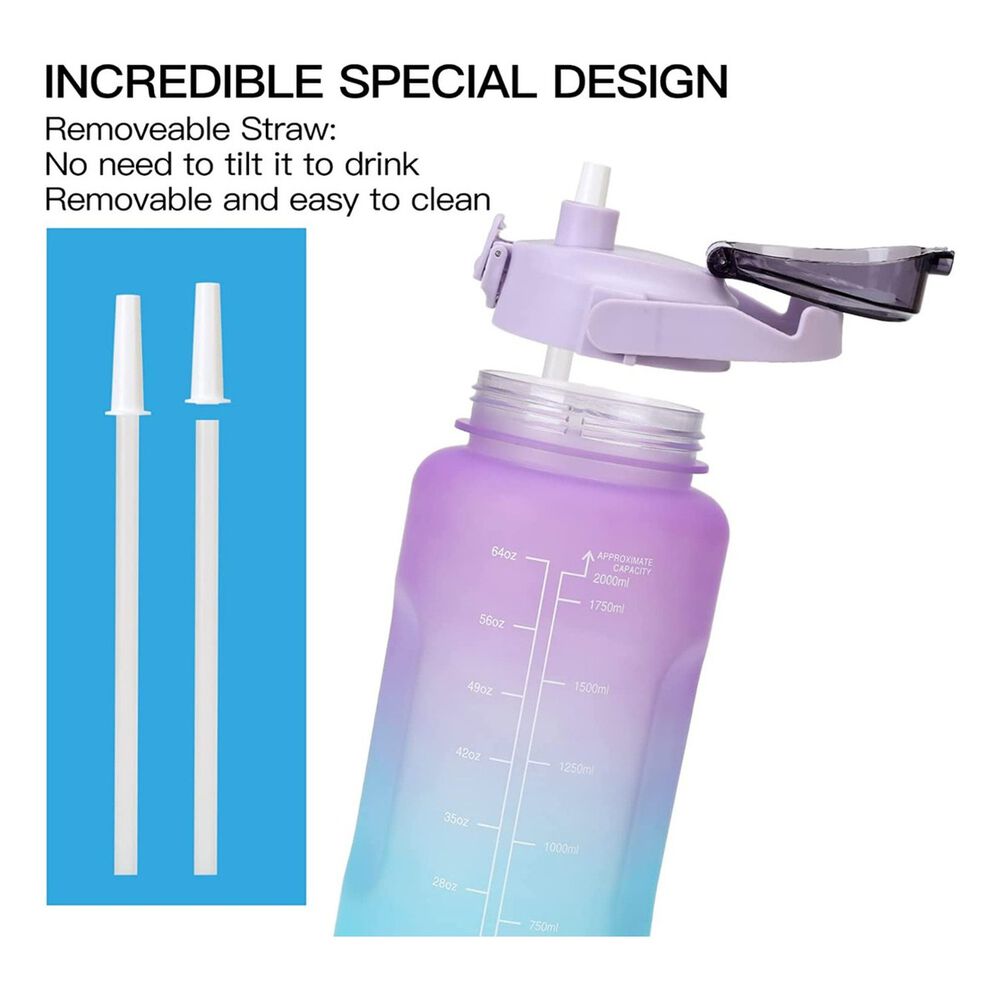 Pack 2 Botellas Agua Motivacionales 2l 900ml Morado Turquesa image number 2.0
