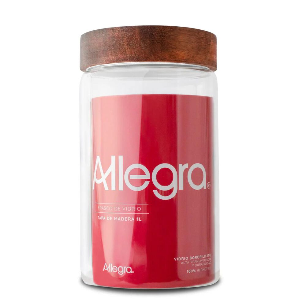 Frasco Vidrio Tapa Madera 1l Allegra Recipiente image number 0.0