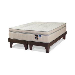 Cama Europea Flex Máximo Cobre / King / Base Dividida + Set De Maderas Madrid