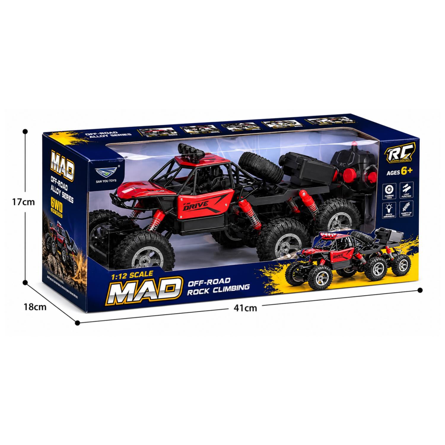 Juguete Auto A Control Remoto 6x6 1:12 Luces Led Infantil image number 4.0
