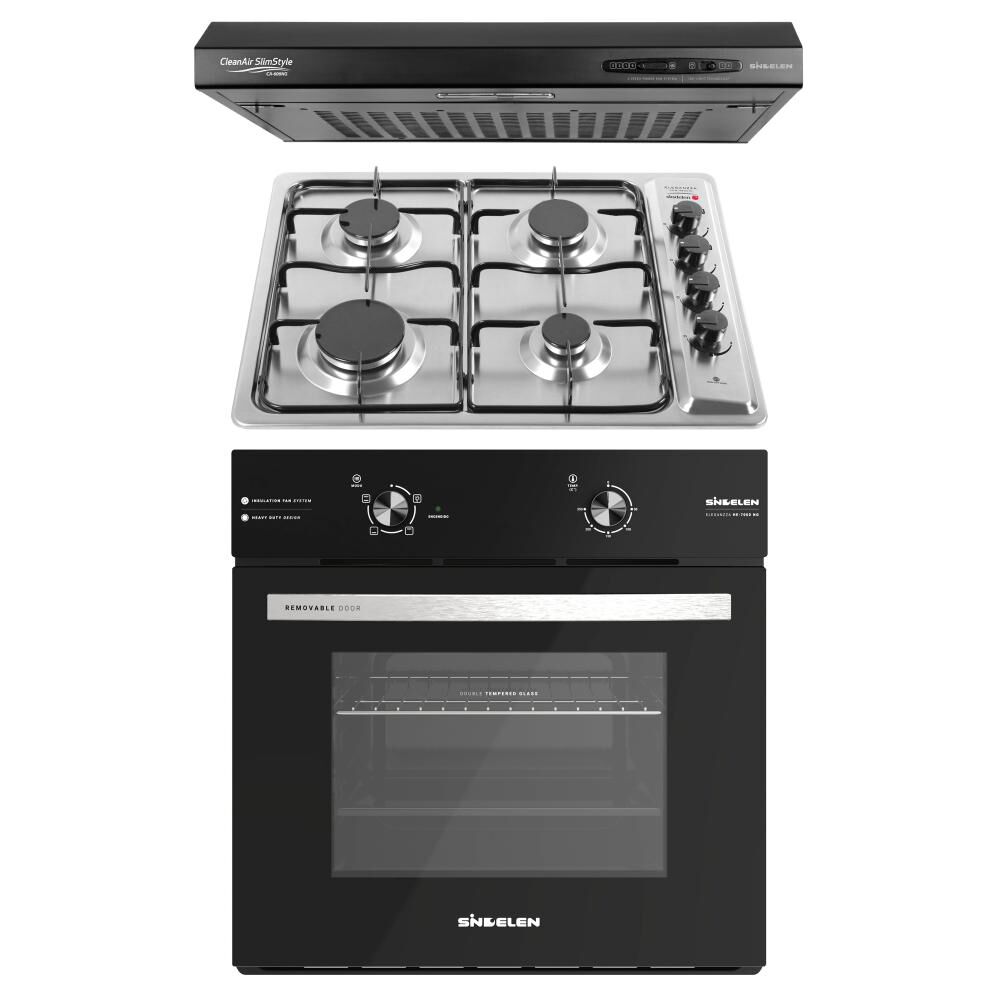 Kit Cocina Sindelen Horno Empotrado HE-7000NG + Encimera CEG-4600IN + Campana CA-606NG image number 0.0