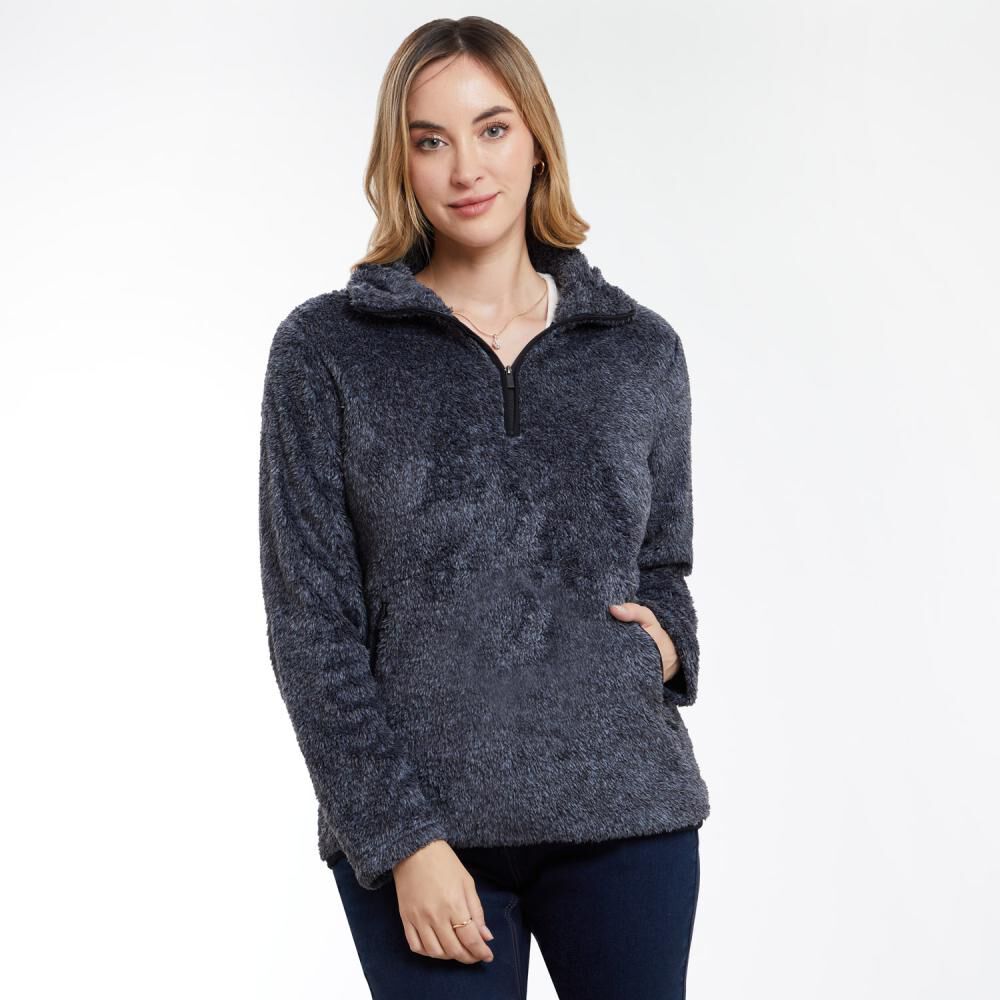 Polerón Polar Fleece Melange Cuello Alto Medio Cierre Mujer Geeps image number 0.0