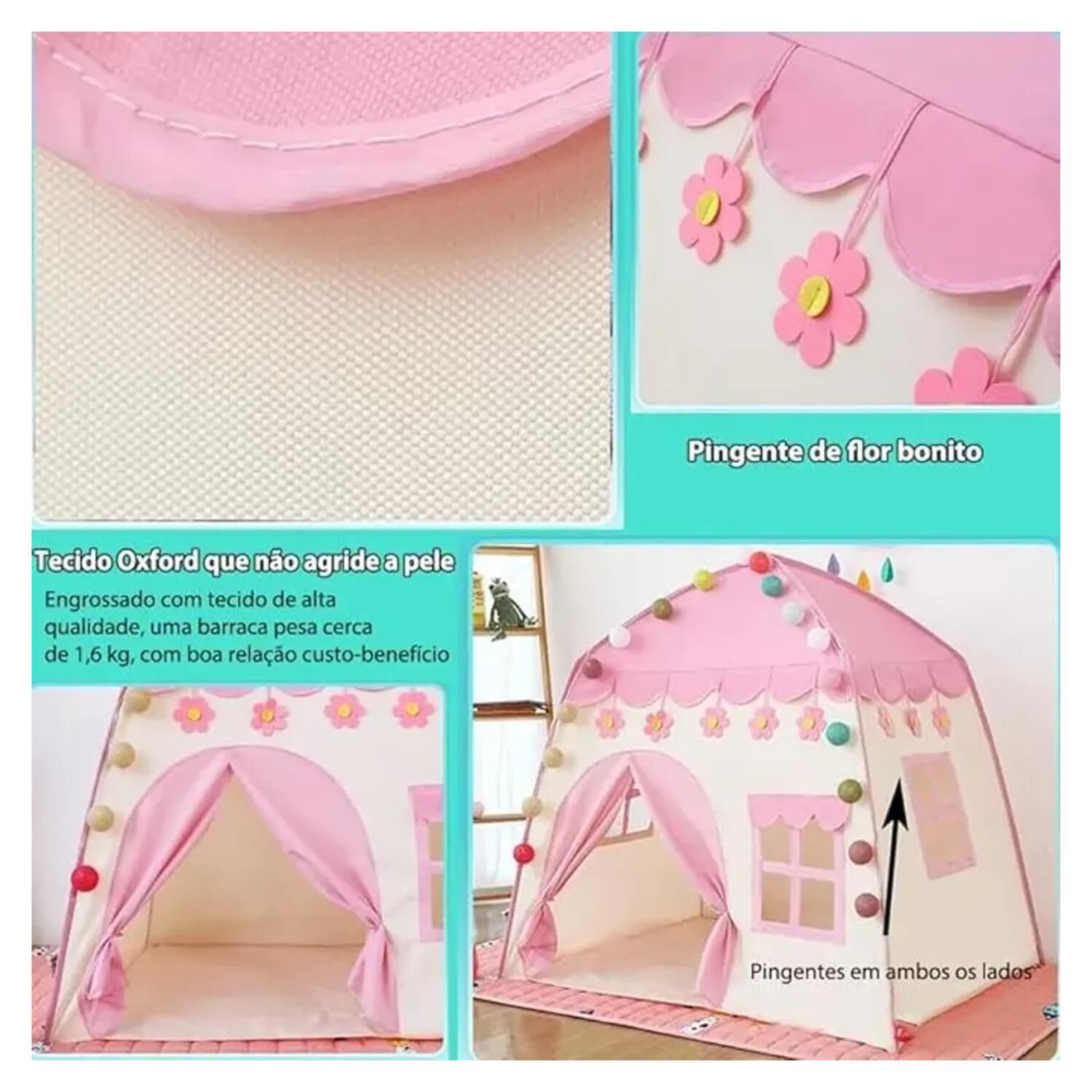 Juguete Carpa Plegable Casa De Juegos 100x130cm Rosado Infantil image number 2.0