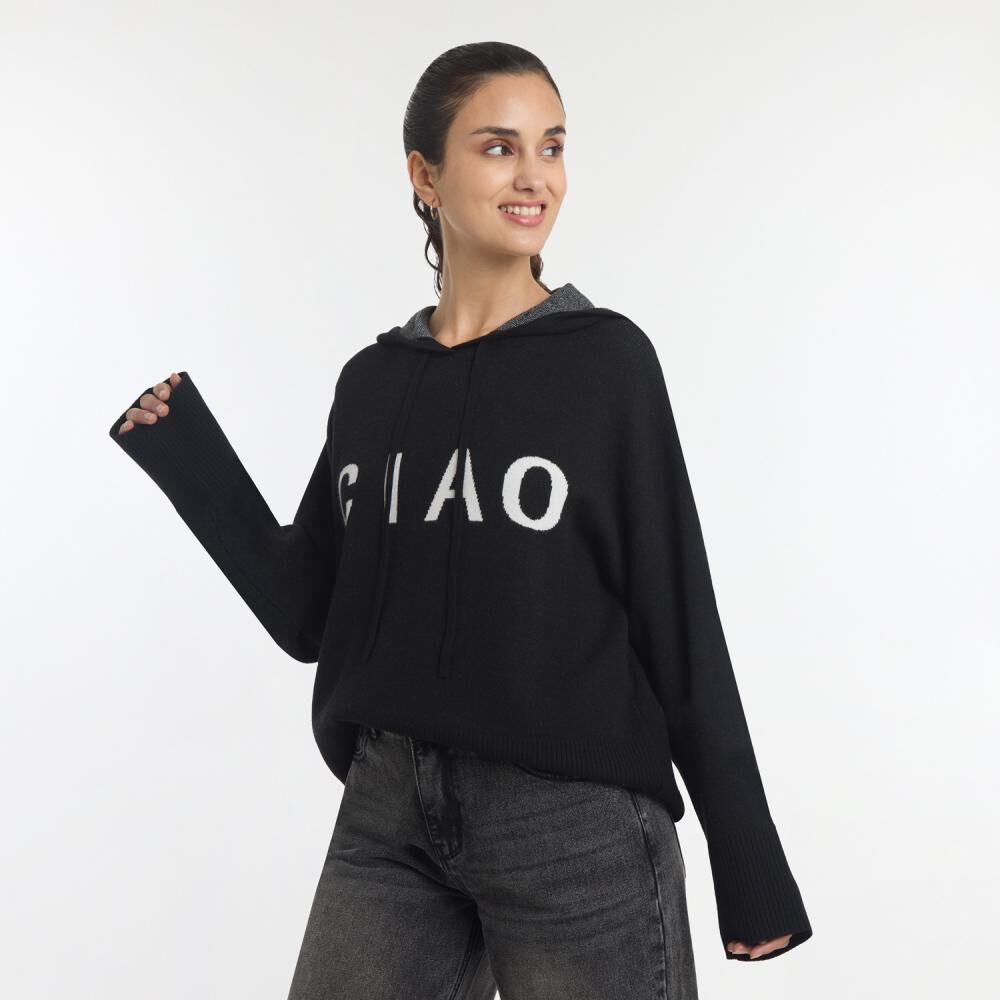 Sweater Jacquard Manga Larga Cuello Redondo Con Capucha Mujer Freedom image number 2.0