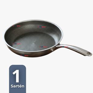 Sart&eacute;n Acero Inoxidable Antiadherente 24cm Para Cocinar Fre&iacute;r Saltear
