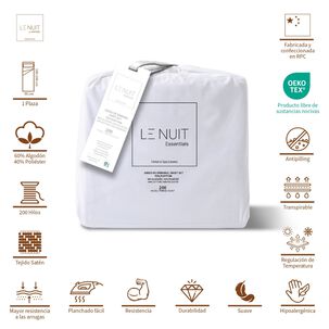 S&aacute;banas 1 Plaza Polycotton 200 Hilos Essentials Liso Blanco