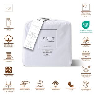 S&aacute;banas 1 Plaza Polycotton 200 Hilos Essentials Liso Blanco