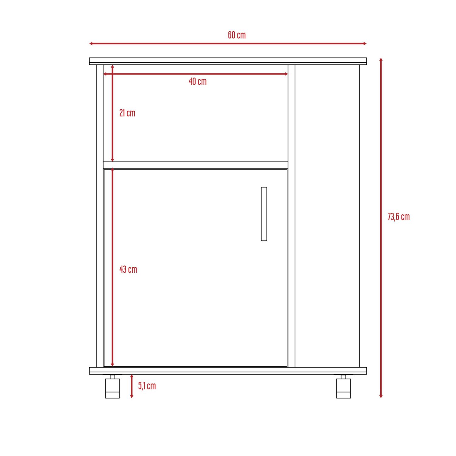 Mueble Microondas Con Ruedas 1 Puerta 73,6x60x40 Cm Blanco Y Caf&eacute; image number 8.0