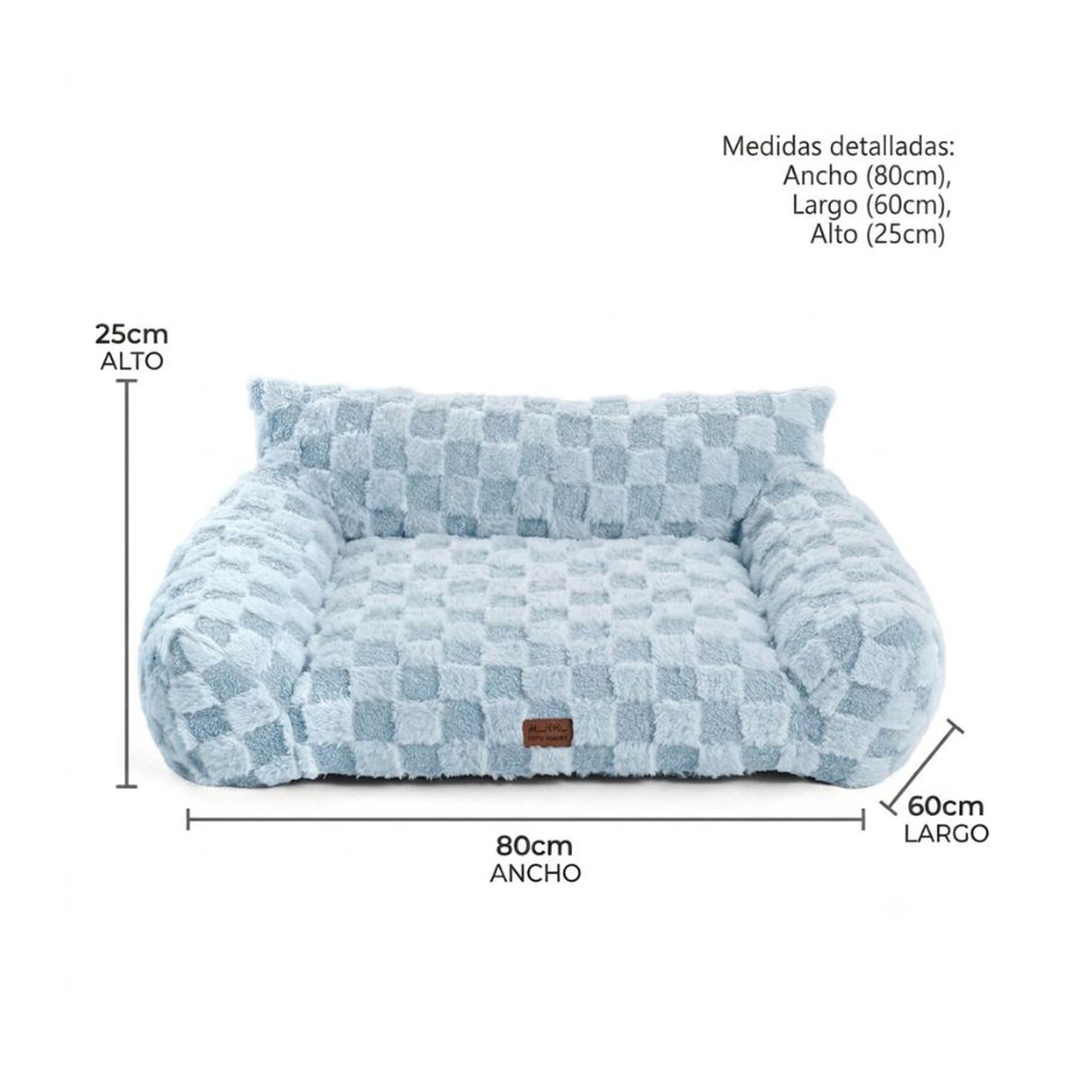 Cama Sof&aacute; Para Perros Y Gatos Dise&ntilde;o Cuadros Azul Lavable Talla M image number 1.0