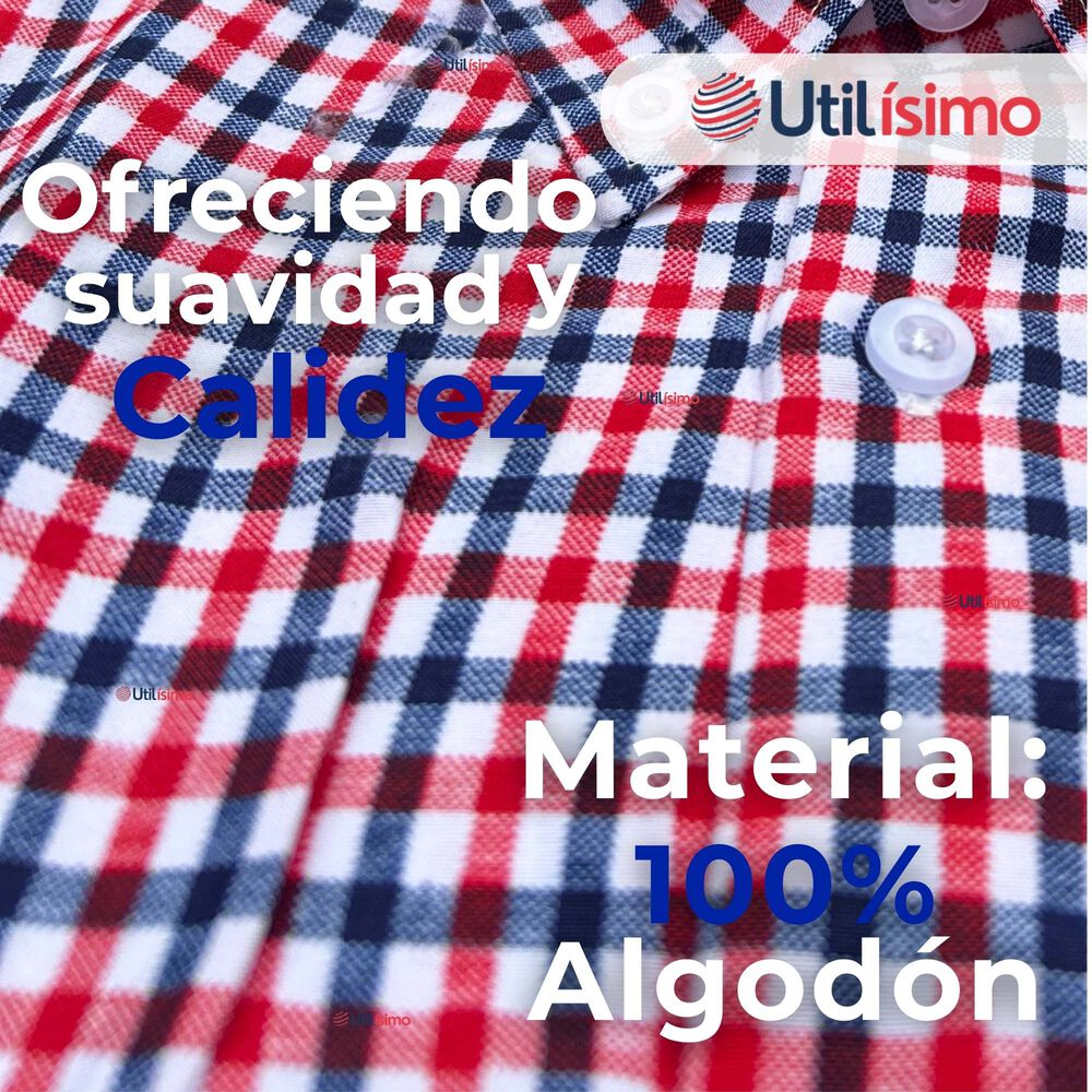 Camisa Huaso Cuadrillé Cuadro Manga Larga 100% Algodón Azul Rojo Casual image number 7.0