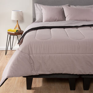 Plumon Bicolor Negro Gris Arthome 2 Plazas