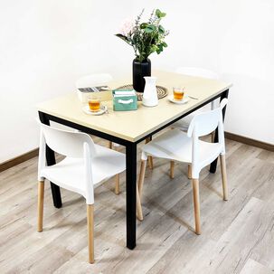 Juego De Comedor New York + 4 Sillas Lisboa Blancas