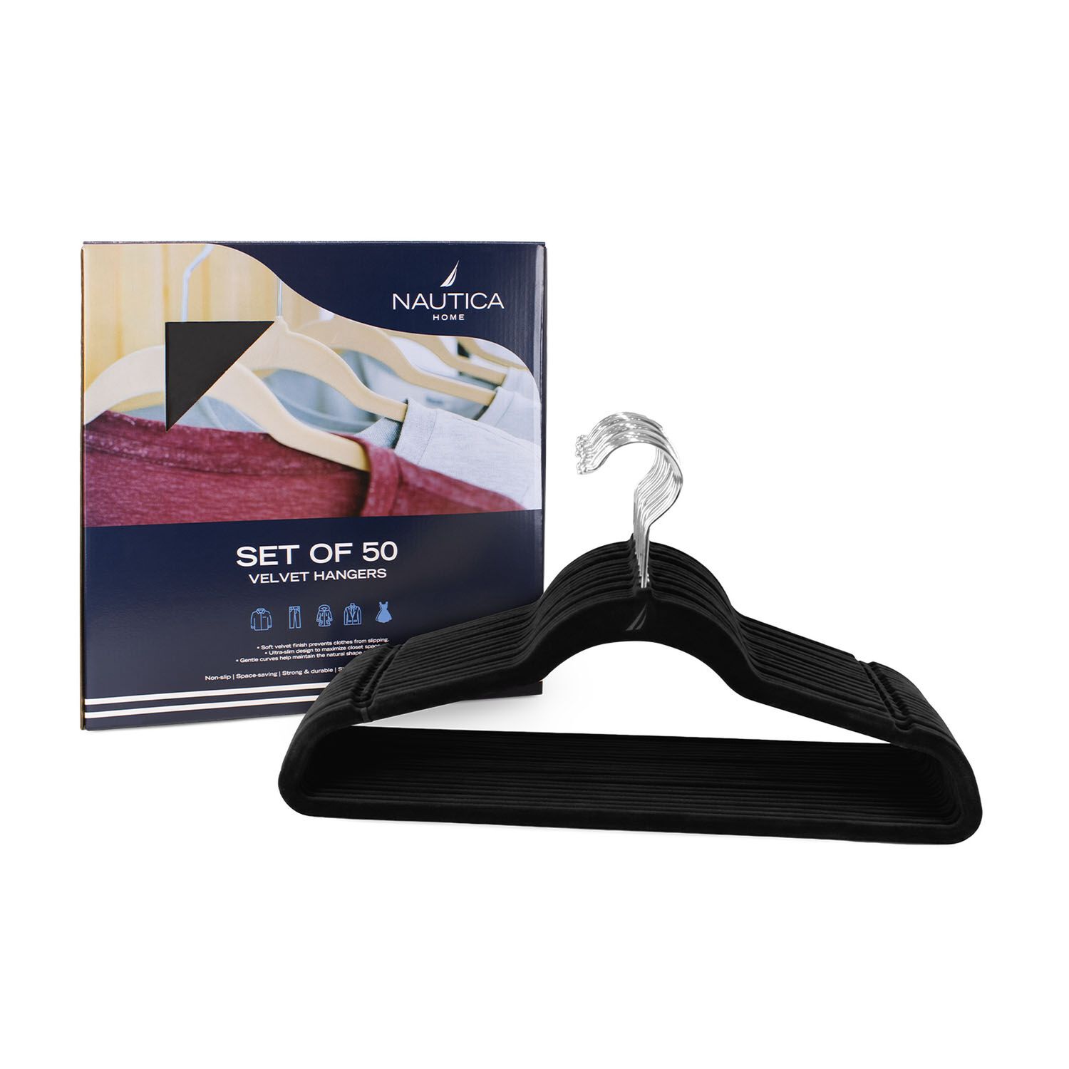 Colgadores De Ropa Pack 50 Negro Antideslizante Nautica Home image number 4.0