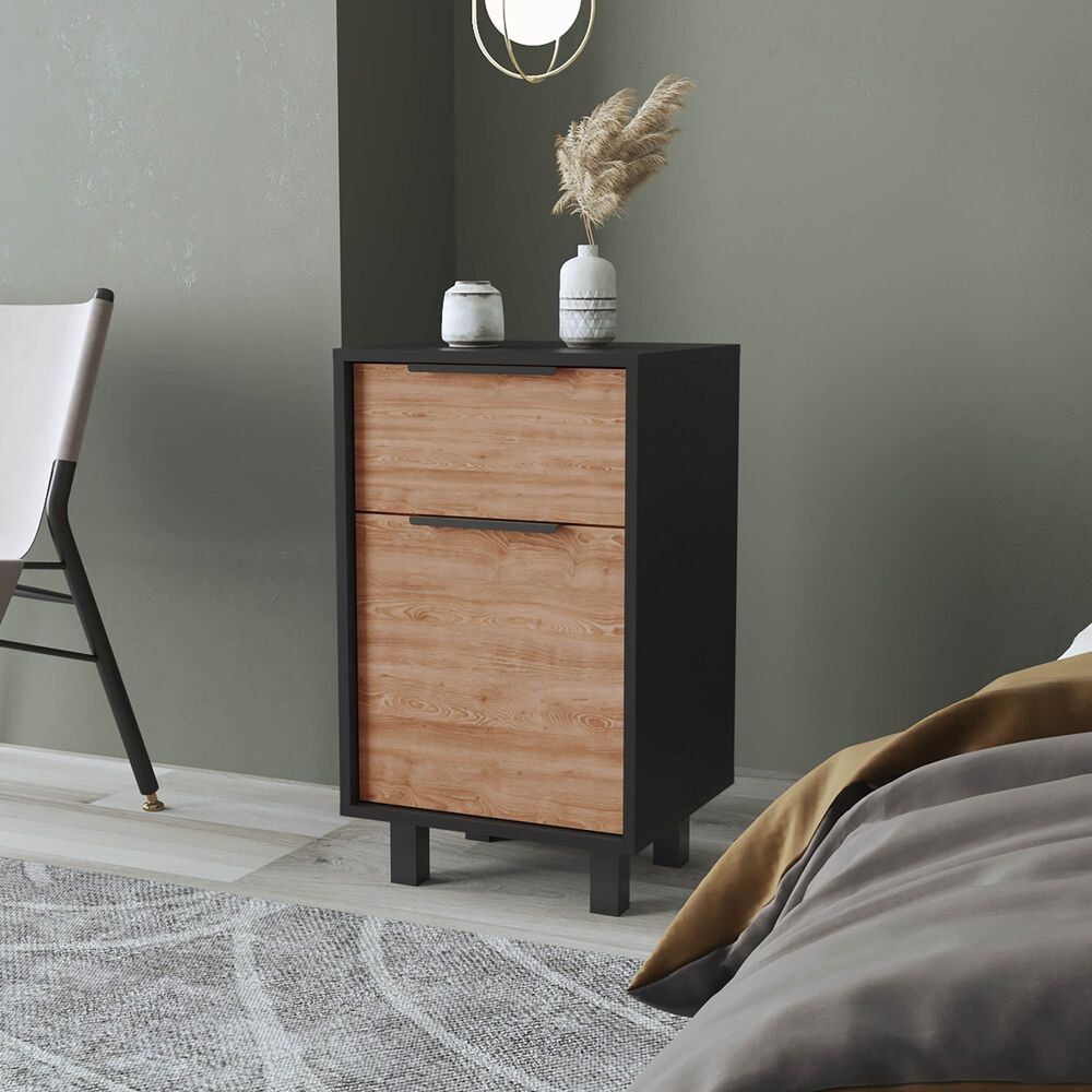 Velador 1 Caj&oacute;n 1 Puerta Fm-002n - Negro Y Caf&eacute; Claro image number 4.0