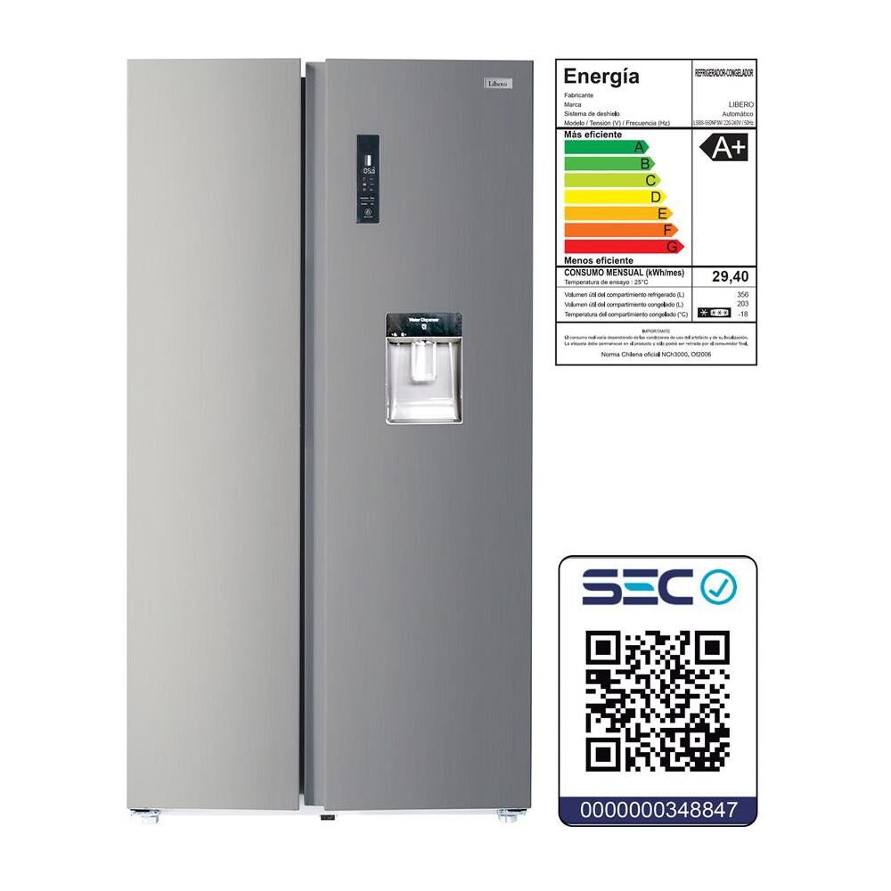 Refrigerador Side By Side Libero LSBS-560NFIW / No Frost / 559 Litros / A+ image number 8.0