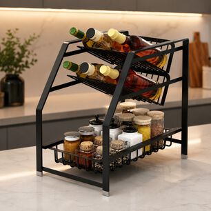 Organizador Rack Multiusos Especiero De Cocina Y Botellas Con 3 Niveles