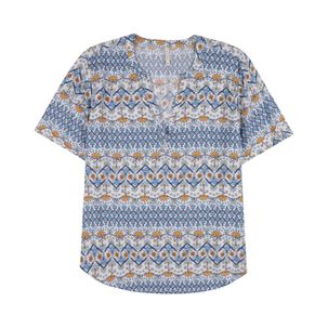 Blusa Full Print Manga Corta Cuello V Mujer Geeps
