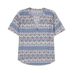 Blusa Full Print Manga Corta Cuello V Mujer Geeps