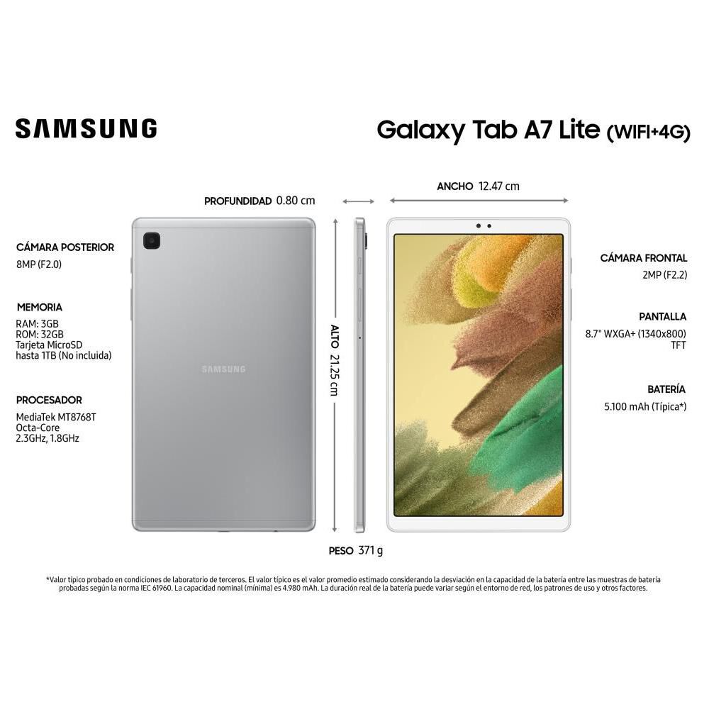 Tablet 8.7" Samsung Galaxy Tab A7 Lite / 3 GB RAM / 32 GB / 4G LTE image number 11.0