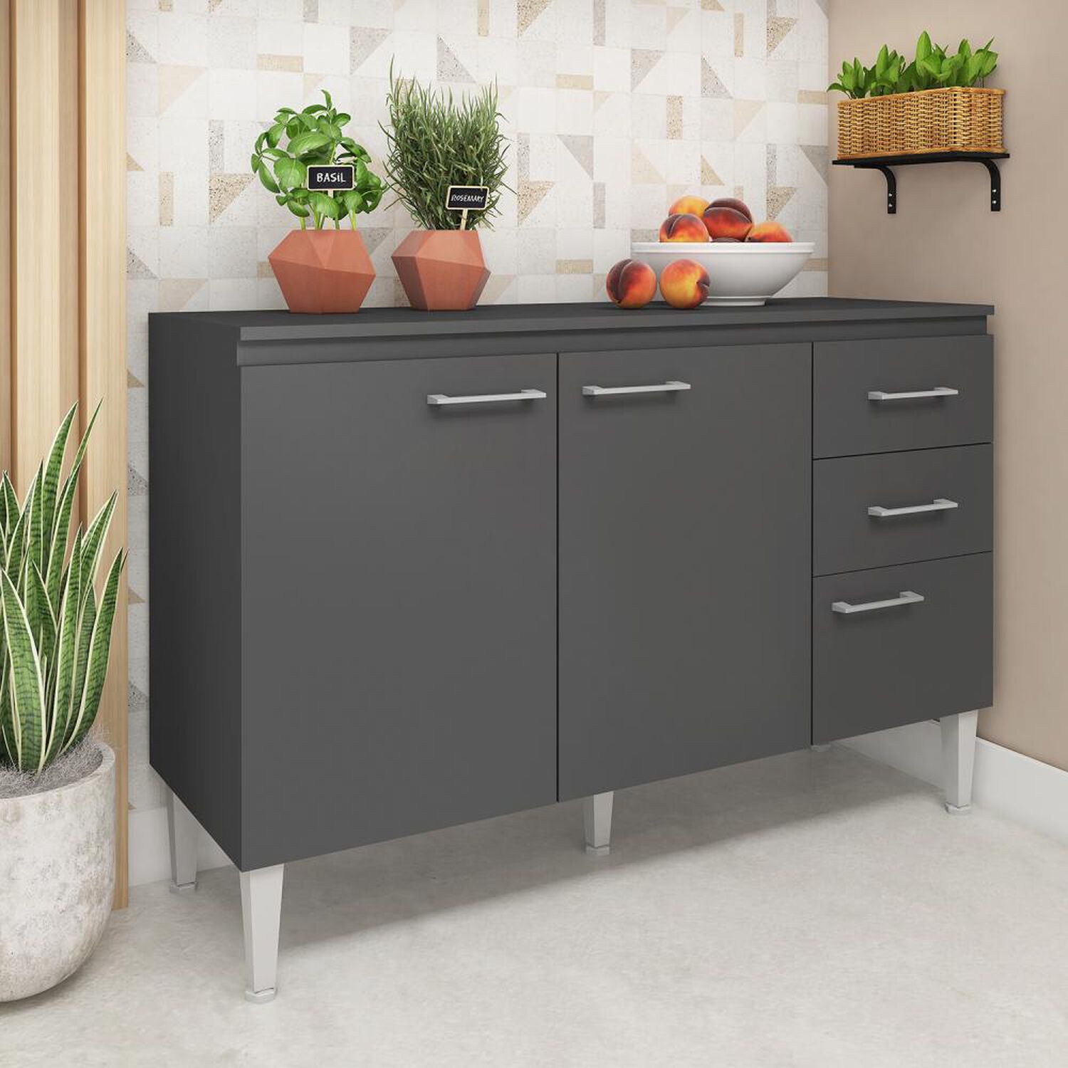 Mueble De Cocina Vekkahome Base Opie / 3 Puertas / 2 Cajones image number 6.0