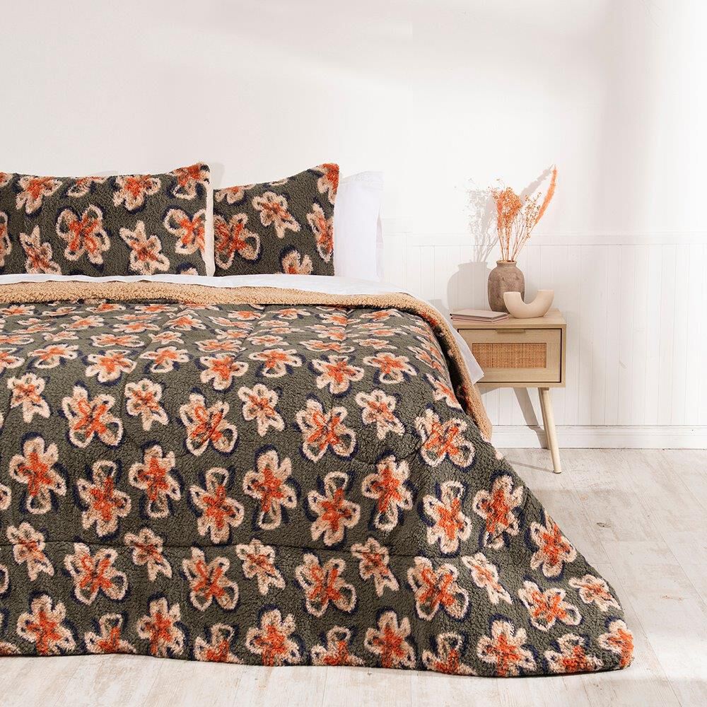 Plumon Sherpa/sherpa Estampado King Flowers image number 0.0