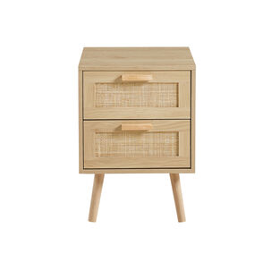 Velador Dormitorio Madera Wood Rattan Claros