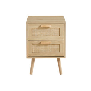 Velador Dormitorio Madera Wood Rattan Claros