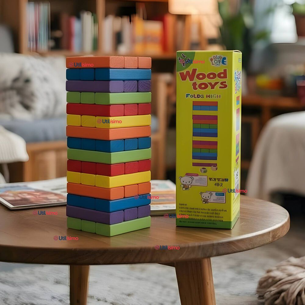 Jenga Juego De Mesa 48 Piezas Multicolor Madera Original image number 0.0