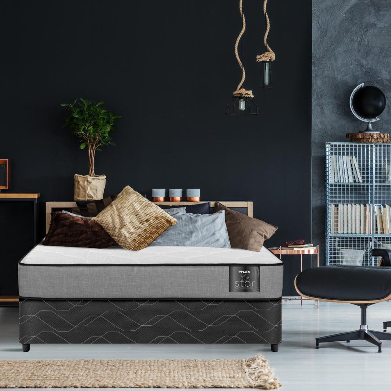 Cama Americana Flex Star / 1.5 Plazas / Base Normal + Set De Maderas image number 4.0