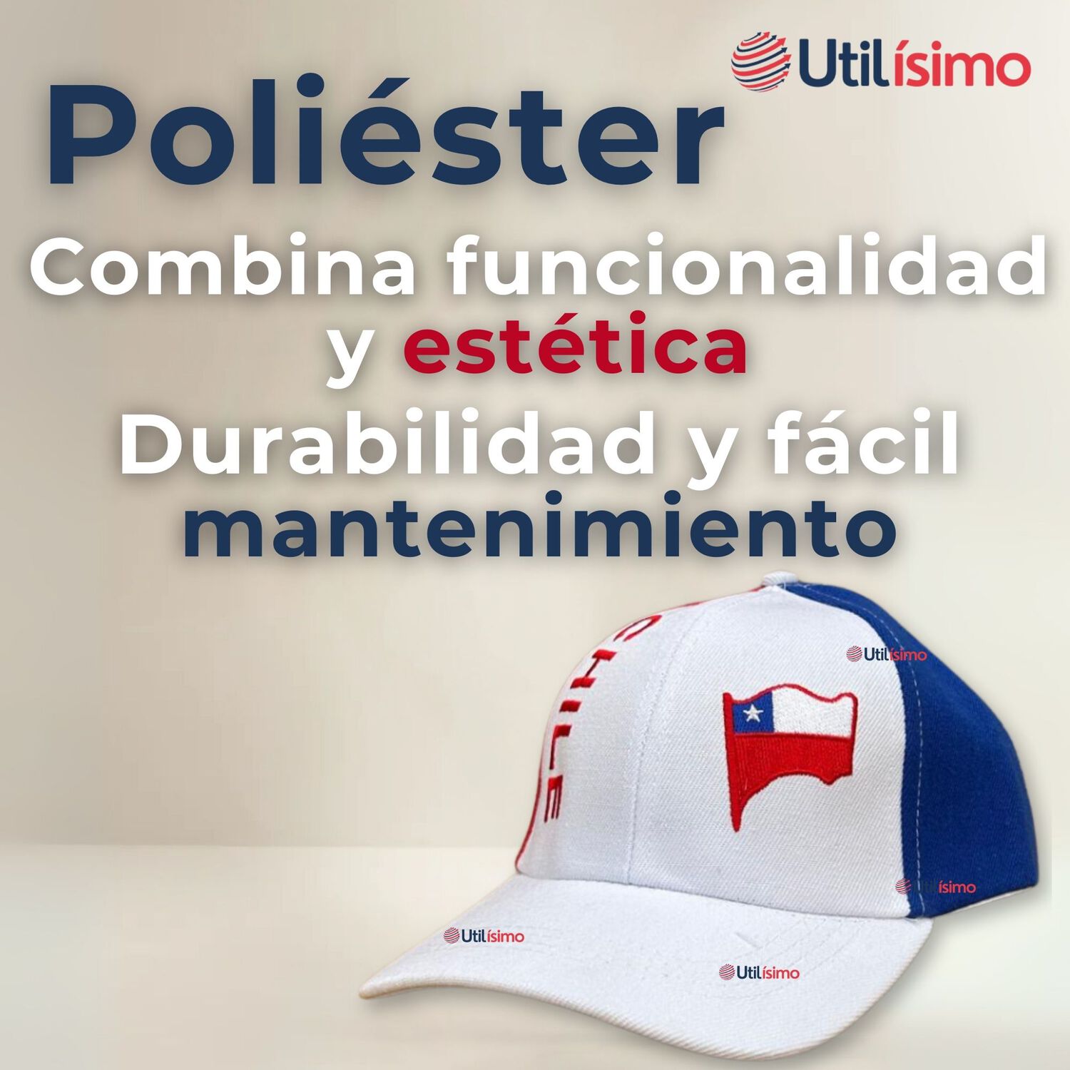 Gorro Jockey Talla &Uacute;nica Alta Calidad Poli&eacute;ster Estampado Chileno image number 8.0
